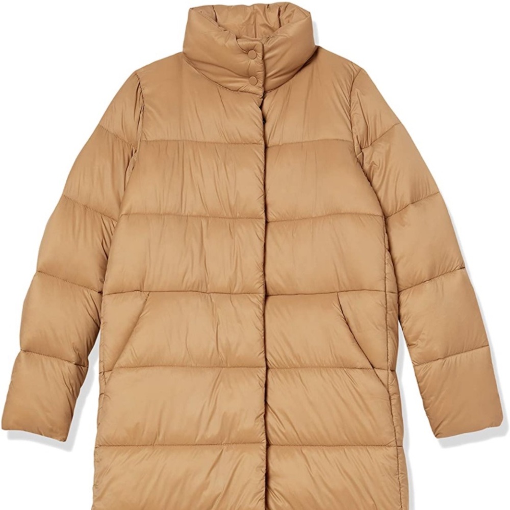 NEW Amazon Essentials Tan Long Puffer Coat